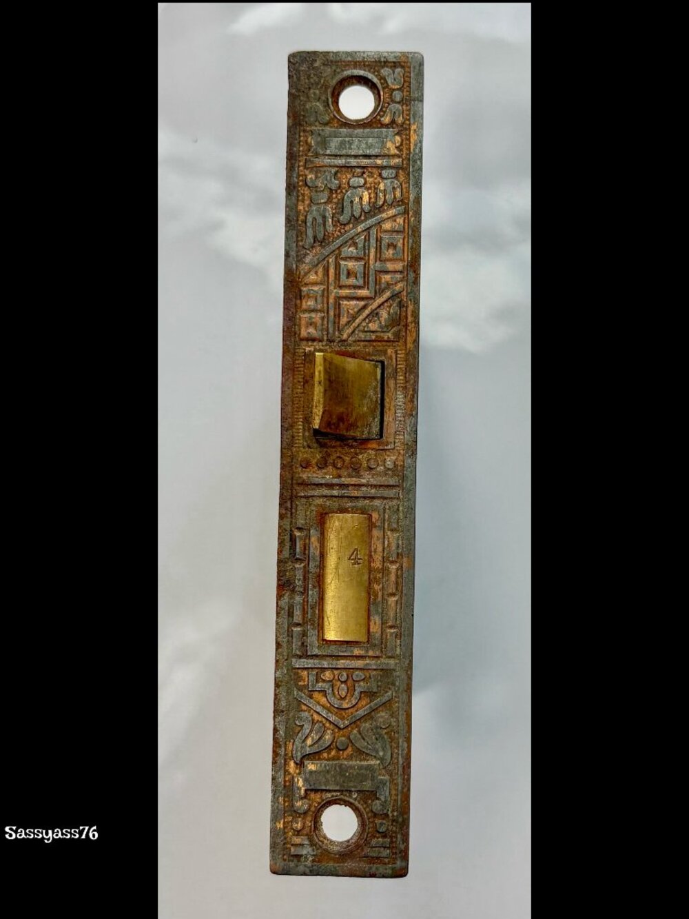 🆕ANTIQUE▪️Authentic Early 1900's Ornate Copper Door Plates & Mortise Door Lock - Picture 6 of 8